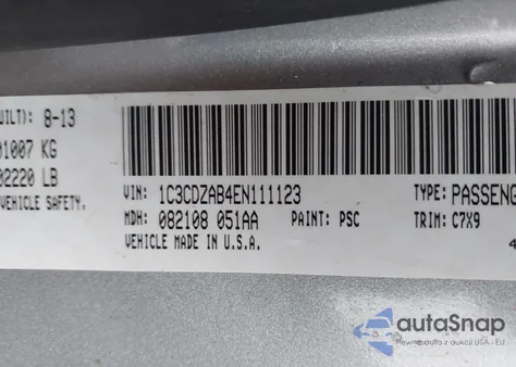 2014 Dodge Avenger Se from USA, damaged, VIN 1C3CDZAB4EN111123